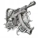 Angel AK-47 tattoo design idea