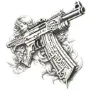 Angel AK-47 tattoo design idea