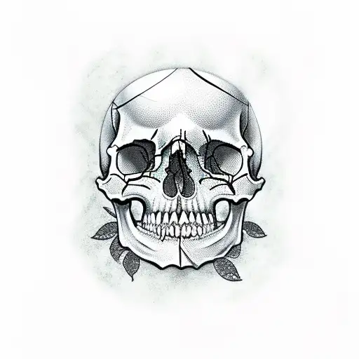 skull and tombstone  tattoo design idea