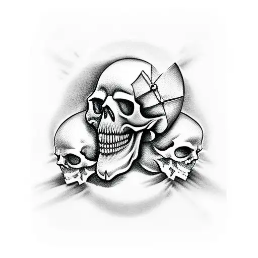 skull biting tombstone  tattoo design idea