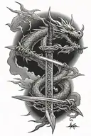 dragon katana sunset rune of fearlessness tattoo design idea