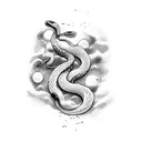 long snake with particles tattoo design idea