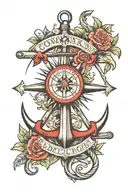 compass and anchor cross tattoo design idea