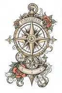 compass and anchor cross tattoo design idea
