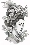 beautiful geisha face  tattoo design idea
