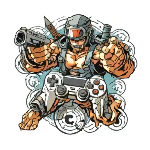 Gamer playing video game tattoo design idea