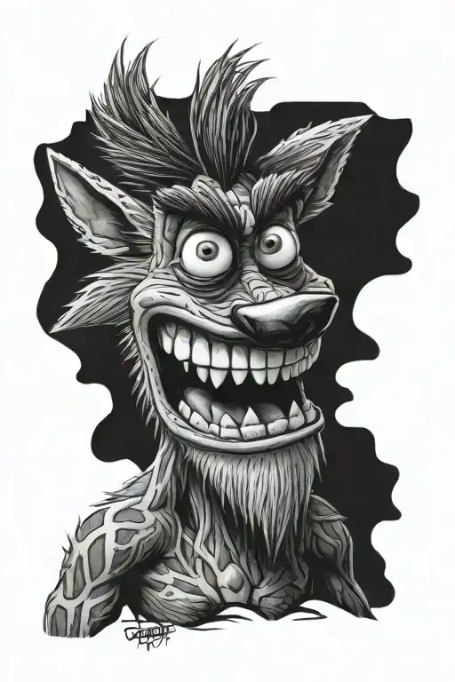 crash bandicoot full body tattoo design idea