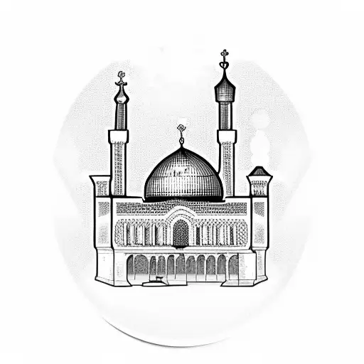 dome of the rock, Russian church and Irish castle back piece  tattoo design idea