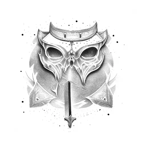 sword stabing a coffin tattoo design idea