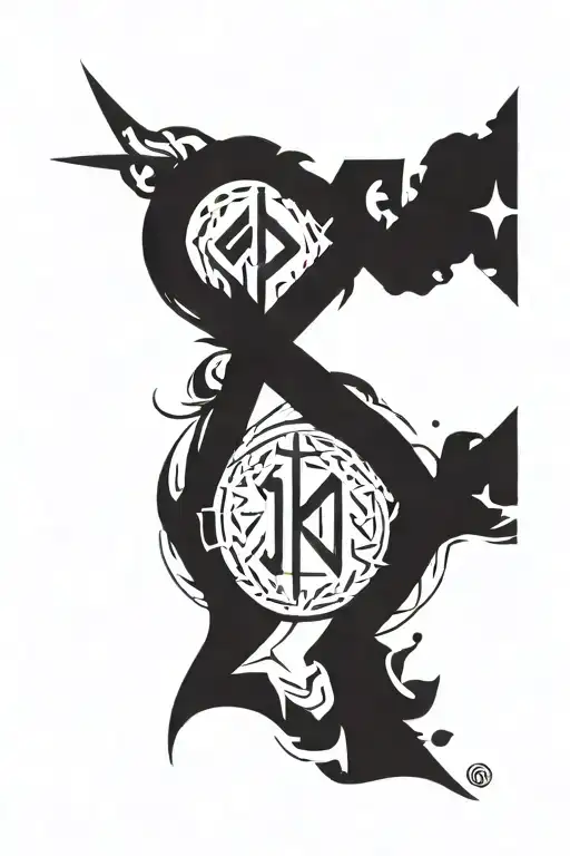 A tattoo design incorporating Scandinavian runes for luck, love, success, and strength of spirit in a sleek and modern font tattoo design idea