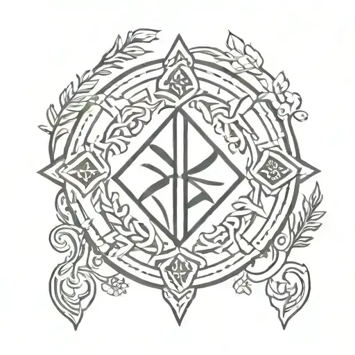 A tattoo design incorporating Scandinavian runes for luck, love, success, and strength of spirit in a sleek and modern font tattoo design idea