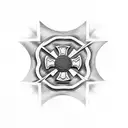 firefighter Maltese cross with thin red line tattoo design idea