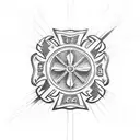 firefighter Maltese cross with thin red line tattoo design idea
