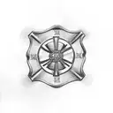 firefighter Maltese cross with a thin red line flag tattoo design idea