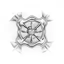 firefighter Maltese cross with a thin red line flag tattoo design idea