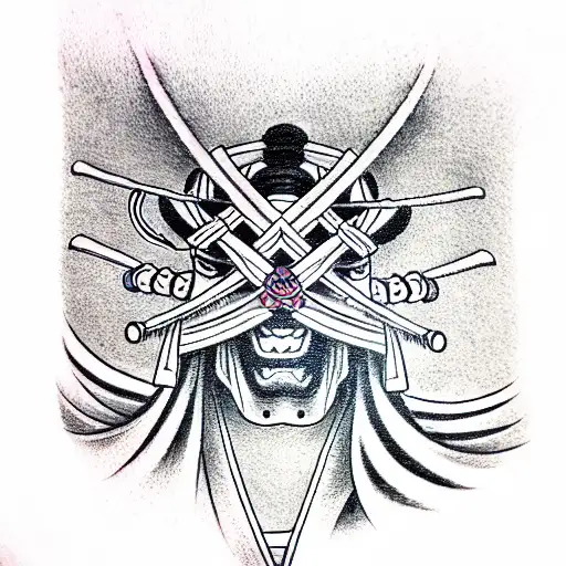 Samurai Warrior Tattoo DesignHand Drawing On Paper Stock Photo Picture  And Royalty Free Image Image 155971978