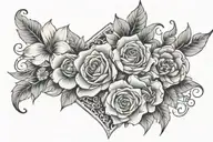 flowers and diamonds tattoo design idea