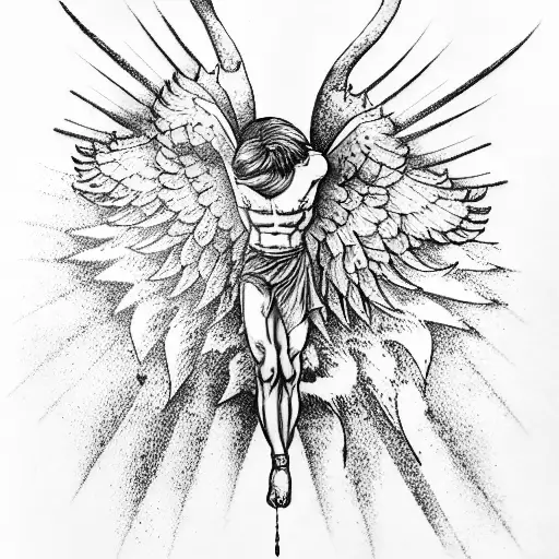 Dotwork Icarus Tattoo Idea  BlackInk
