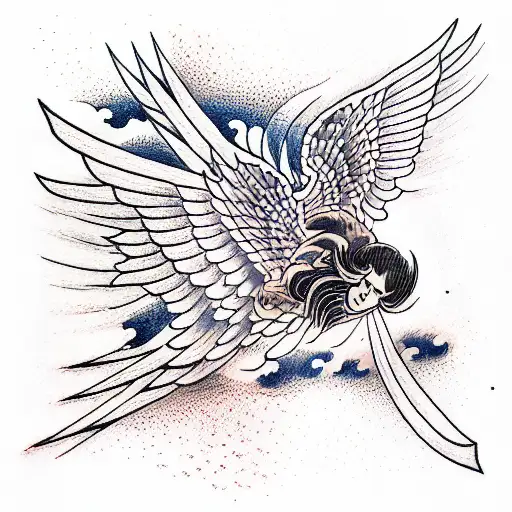 Icarus falling tattoo design idea