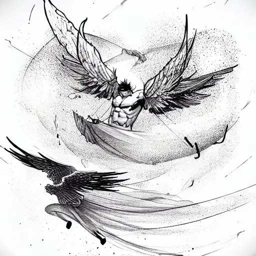 Stunning Icarus and the Sun Greek Mythology Tattoo Design