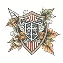 sheild with cocopelli tattoo design idea