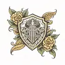 sheild with cocopelli tattoo design idea