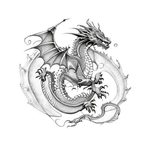 dragon wrapped around a scale tattoo design idea