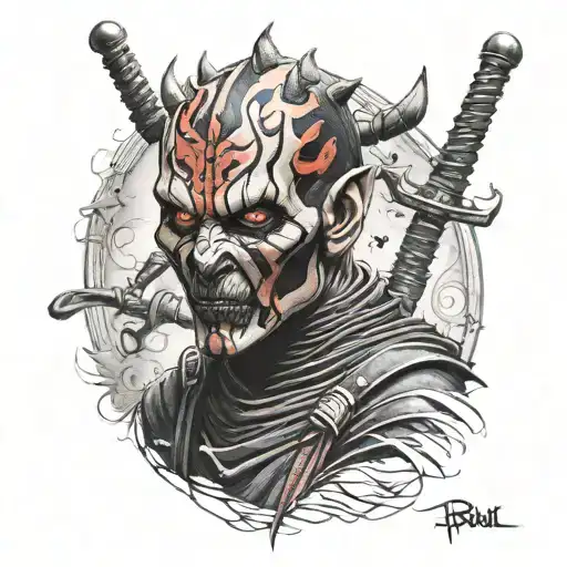 skeleton darth maul tattoo design idea