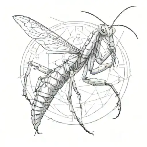 praying mantis tattoo design idea
