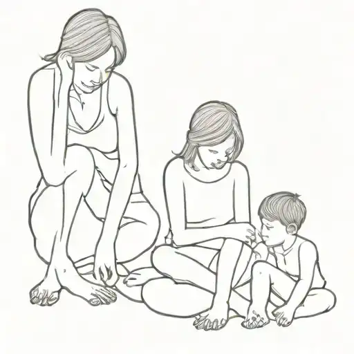 my wife and two sons, in simple symbols  tattoo design idea