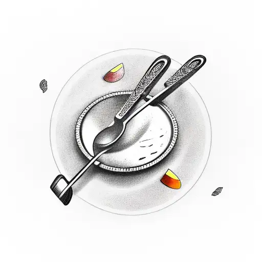 icecream scoop with spatula incased in a circle tattoo design idea