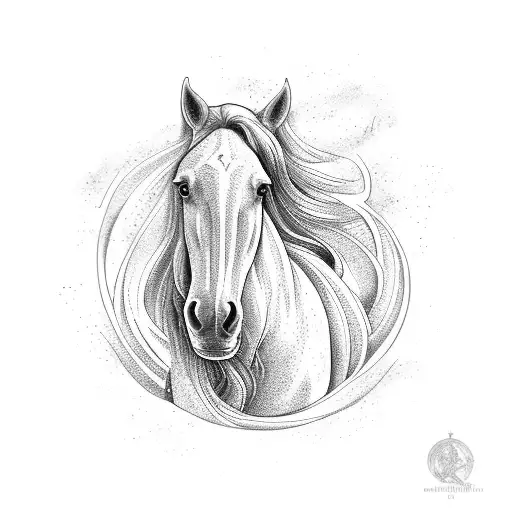 Horse and waves tattoo design idea