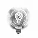 A lightbulb containing a stylized tree, from the branches of which swallows take flight tattoo design idea