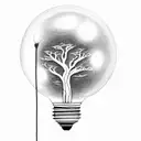 A lightbulb containing a stylized tree, from the branches of which swallows take flight tattoo design idea