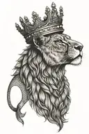 lioness wearing a crown tattoo design idea