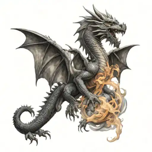 dragon and smoke tattoo design idea