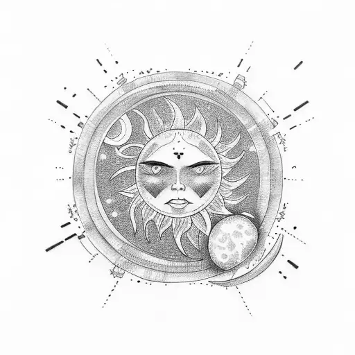 Sun and Moon tattoo design idea