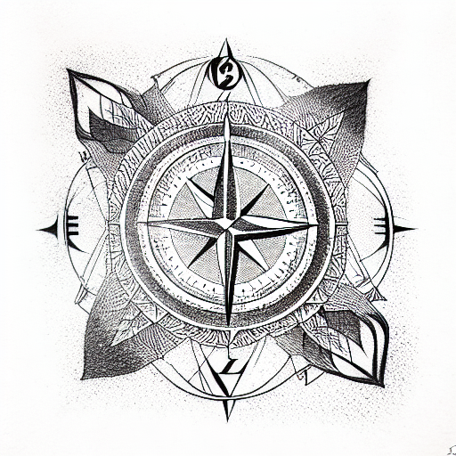 compass with emotions tattoo design idea