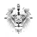 Lion with clock tattoo design idea