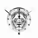 Lion with clock tattoo design idea