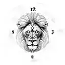 Lion with clock tattoo design idea