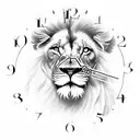 Lion with clock tattoo design idea