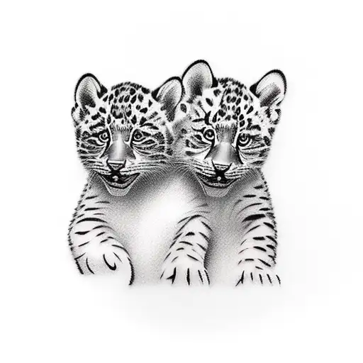 Tree sheltering cubs tattoo design idea