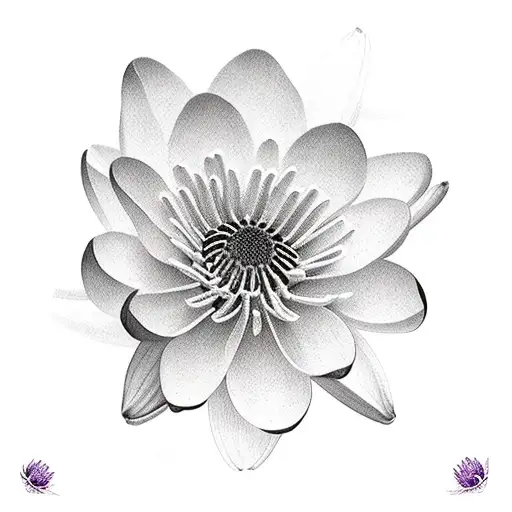 sweet pea, lackspur, water Lily, daisy, aster, willow leaf tattoo design idea