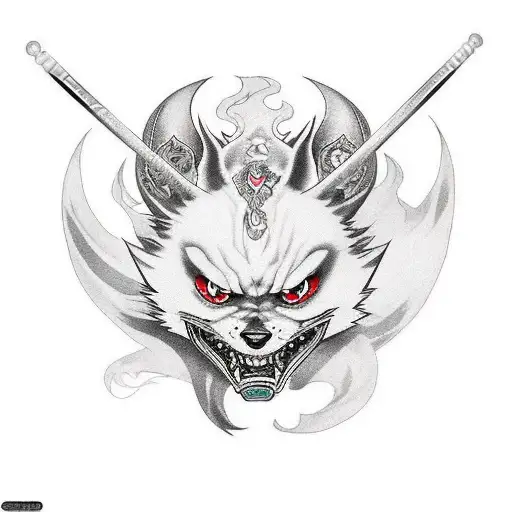 Keyblade from Kingdom Hearts, Sly Coopers Cane and Ghost of Tsushima JinSakai's Mask tattoo design idea