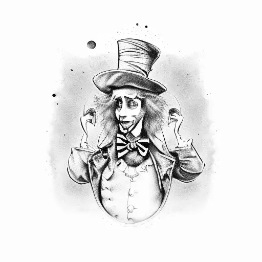 Alice in wonderland with the mad hatter and friends tattoo design idea