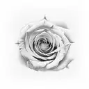 rose clock cross clouds gates tattoo design idea