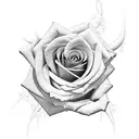 rose clock cross clouds gates tattoo design idea