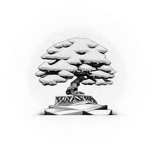 national geographic square with bonsai tree wrapped around it tattoo design idea