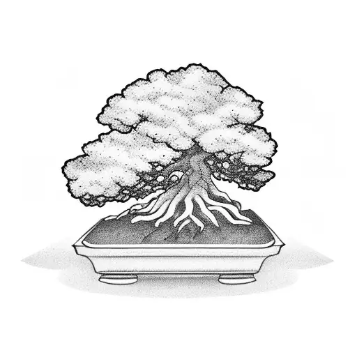 bonsai tree within a rectangle tattoo design idea